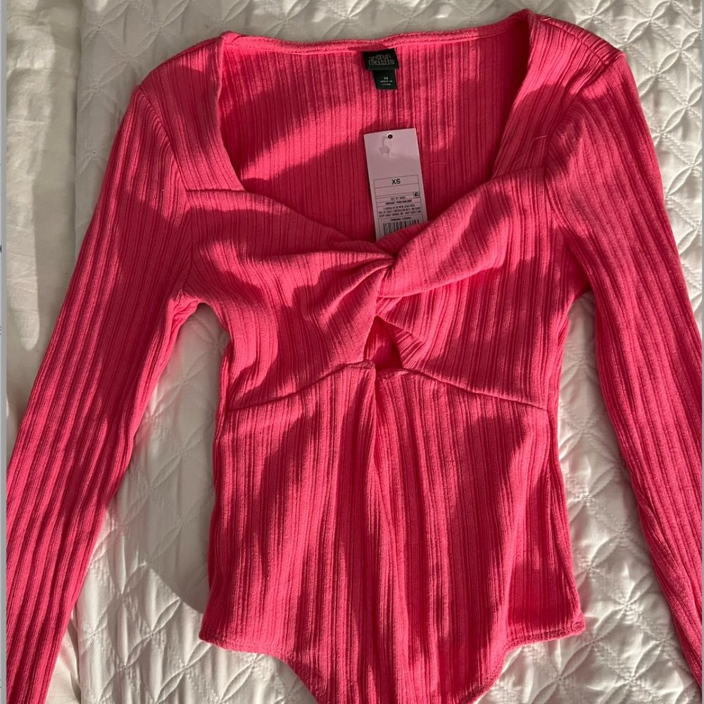 Pink Wild Fable Ribbed Cutout Bodysuit